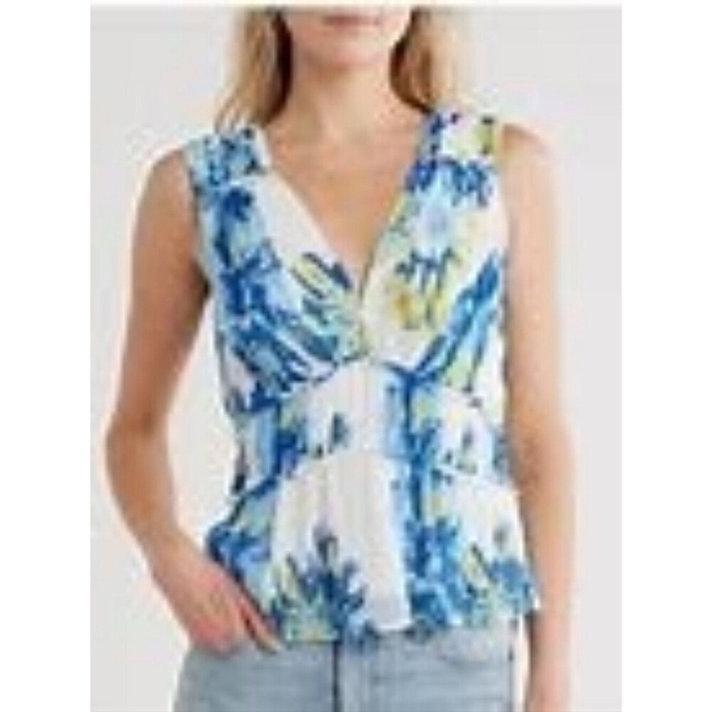 Ramy Brook Milwe Floral Sleeveless Peplum Blouse in the Cloud Blue - Size S NWT